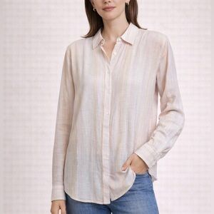 Rails Mara Just Peachy Button Down Top Stripes Pink Orange Size Medium